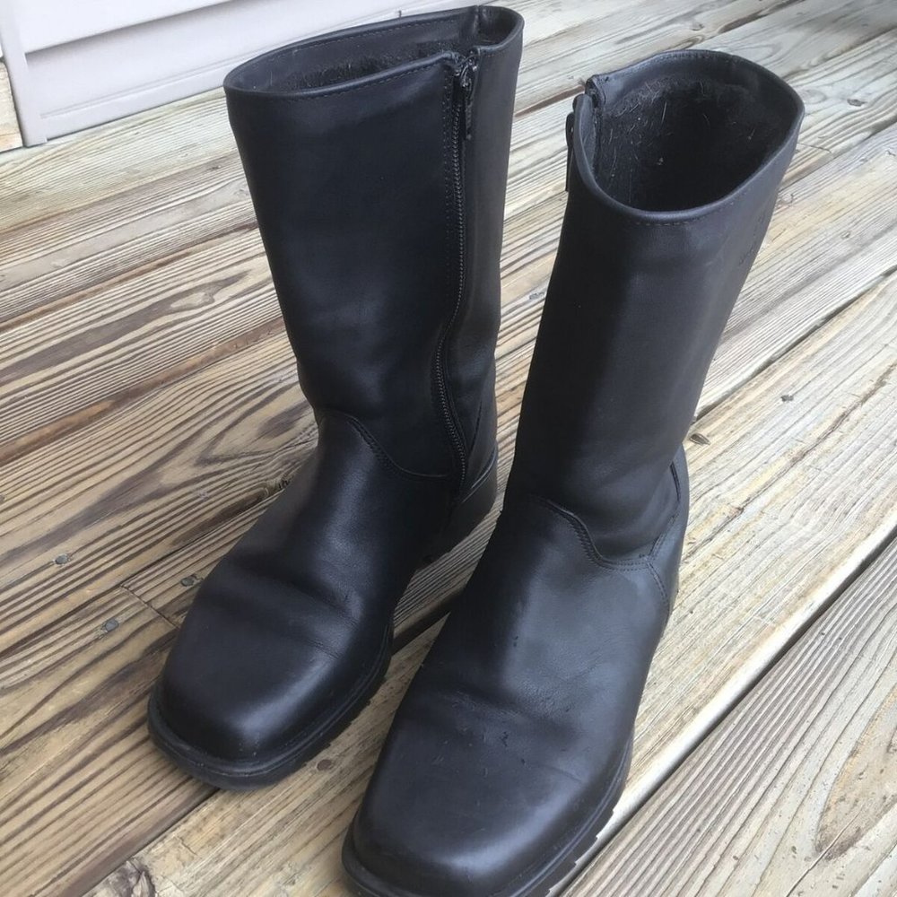 Blondo Canada Leather Lined Waterproof Womens Boots Size 8.5 Black with Zipper #